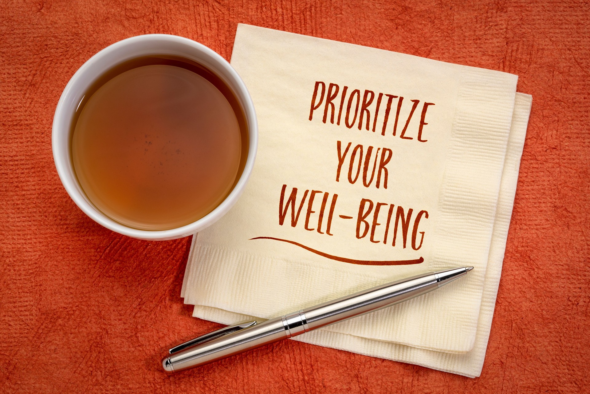 prioritize your well-being inspiraitonal note